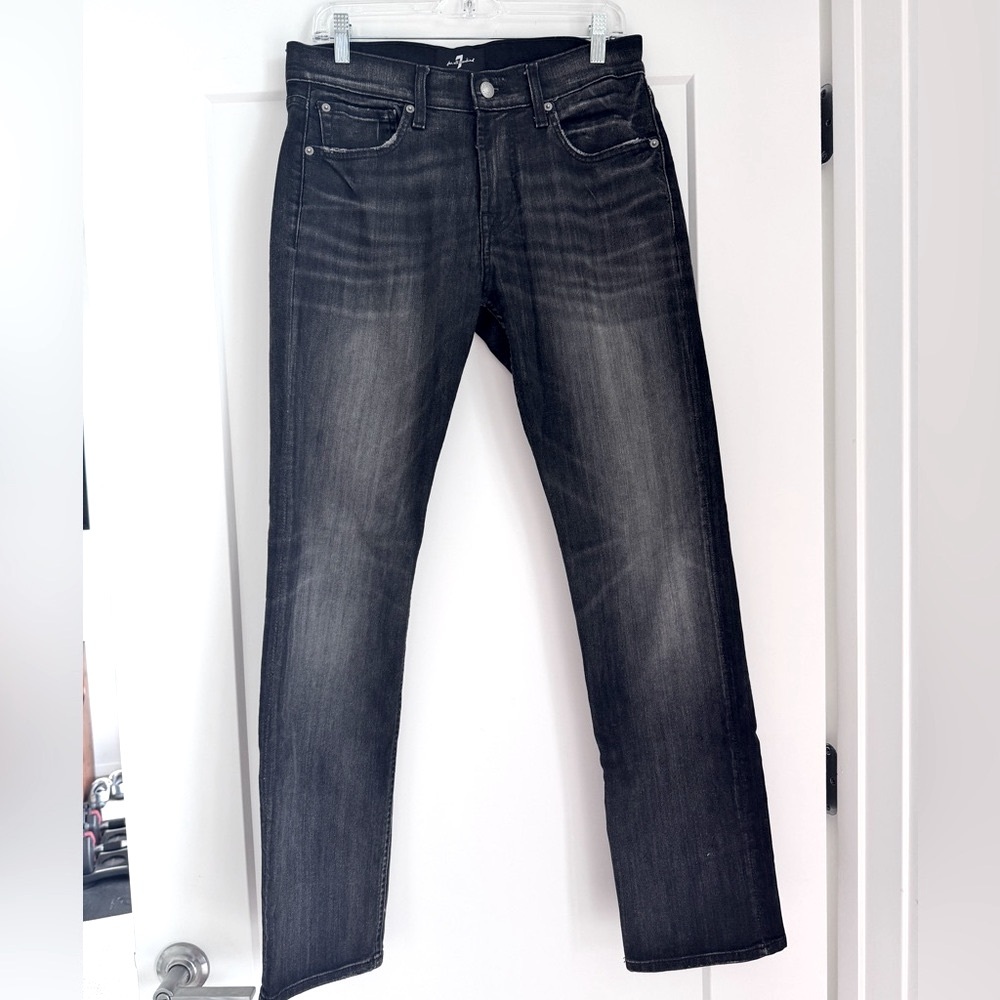 7 For All Mankind Black Straight Jeans Timeless Style